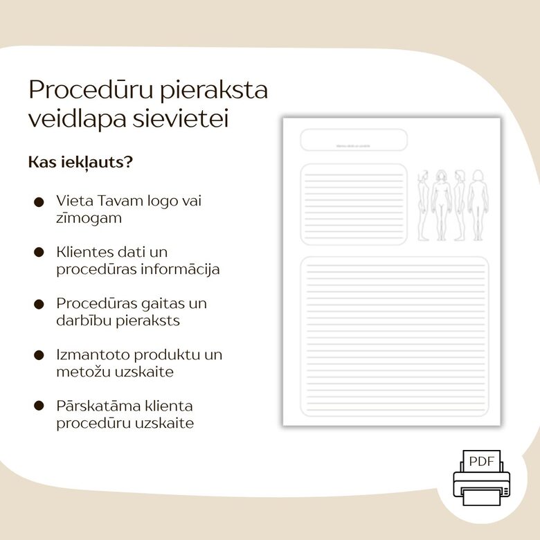 Procedūru pieraksta padziļināta veidlapa sievietei