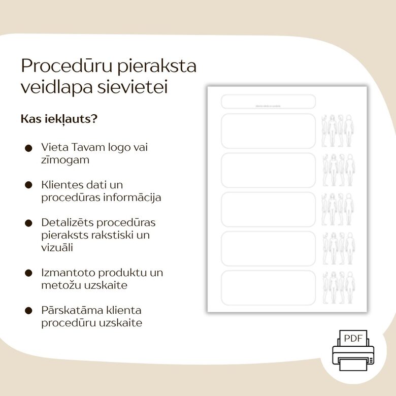 Procedūru pieraksta veidlapa sievietei