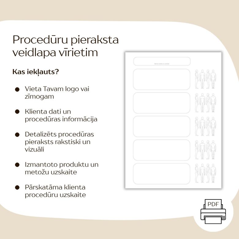 Procedūru pieraksta veidlapa vīrietim