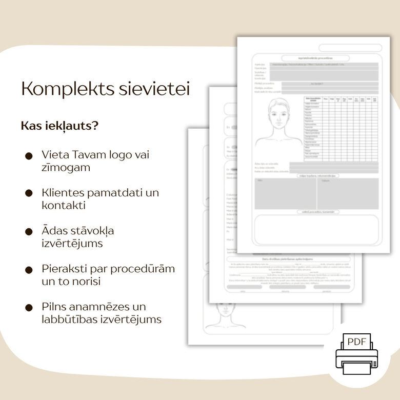 Sejas procedūru veidlapu komplekts SIEVIETEI