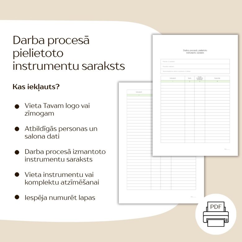 Darba procesā pielietoto instrumentu saraksts