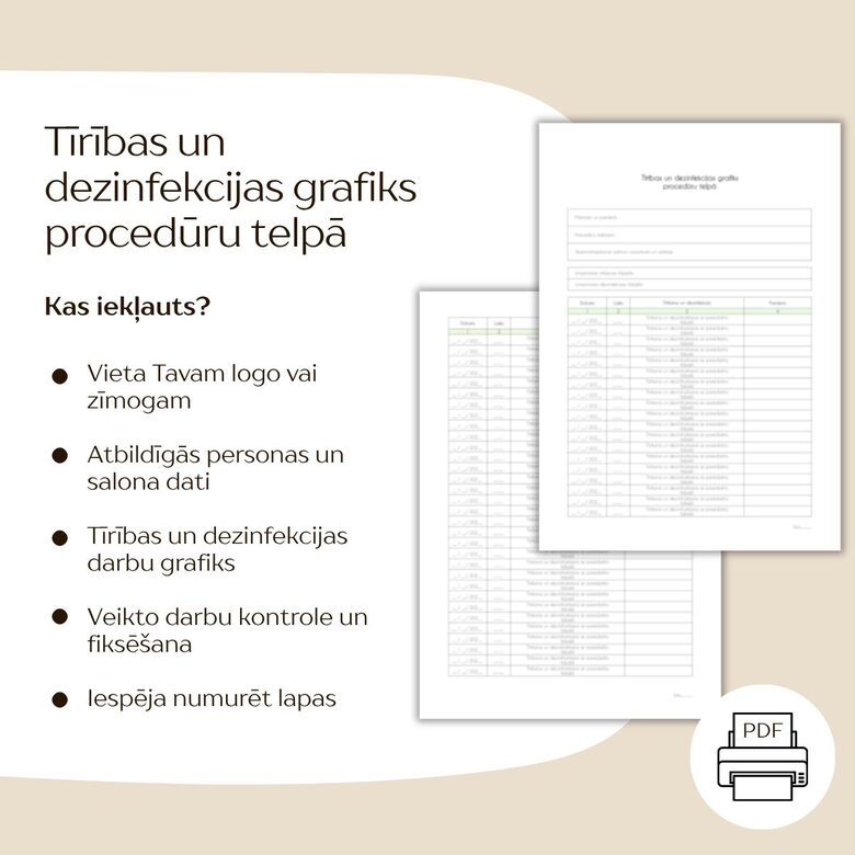 Tīrības un dezinfekcijas GRAFIKS procedūru telpai