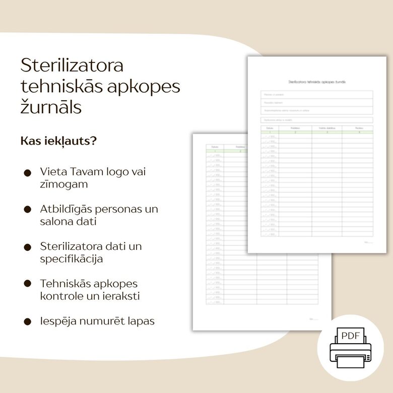 Sterilizatora tehniskās apkopes žurnāls