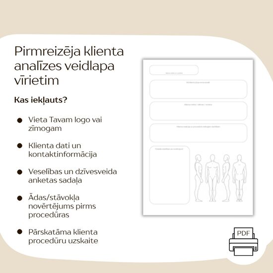Pirmreizēja klienta analīzes veidlapa vīrietim