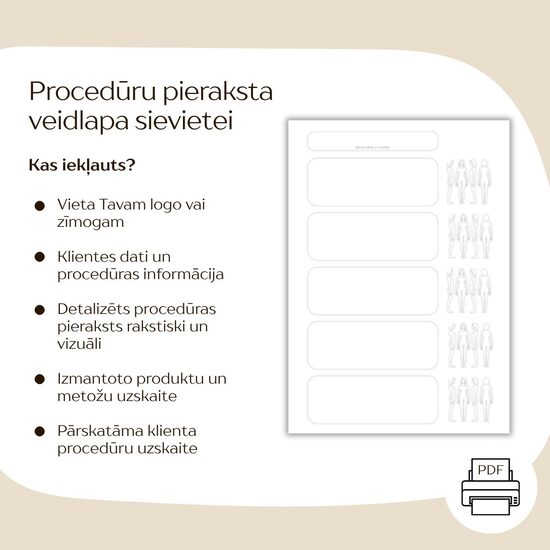 Procedūru pieraksta veidlapa sievietei