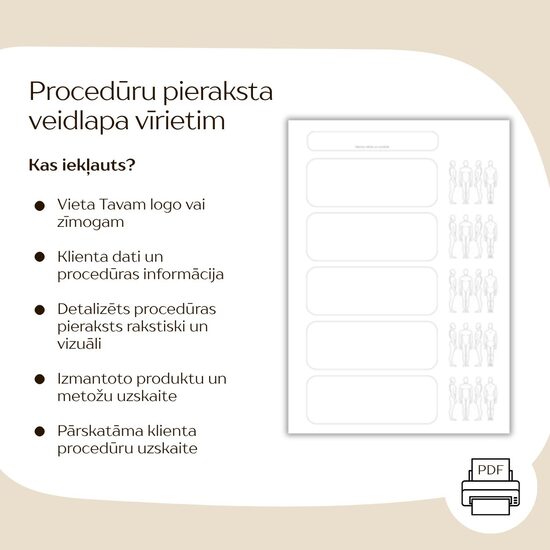 Procedūru pieraksta veidlapa vīrietim