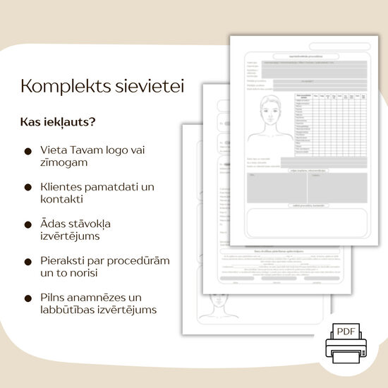 Sejas procedūru veidlapu komplekts SIEVIETEI