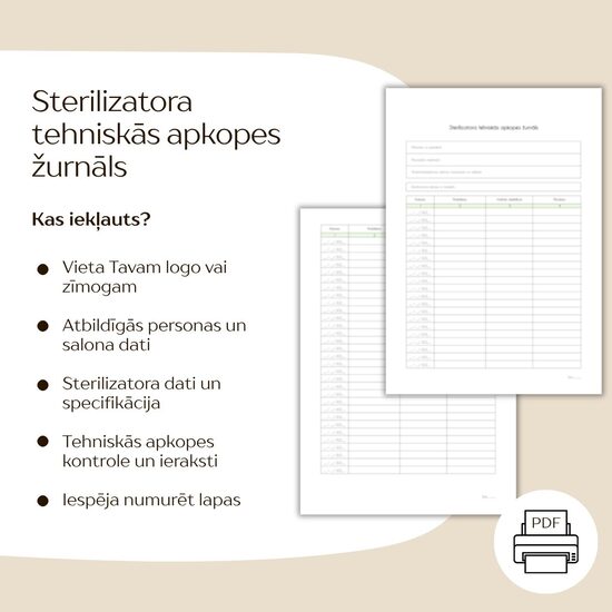 Sterilizatora tehniskās apkopes žurnāls