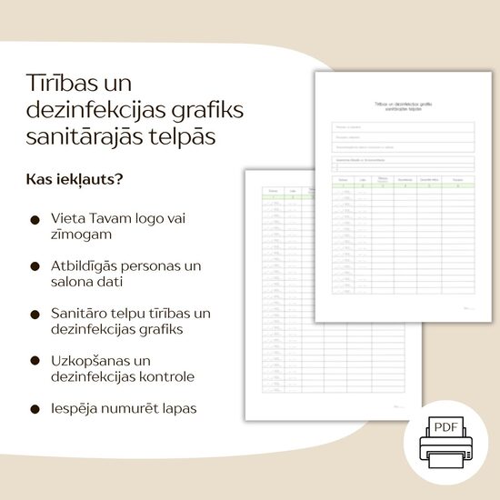 Tīrības un dezinfekcijas grafiks SANITĀRAJĀM TELPĀM