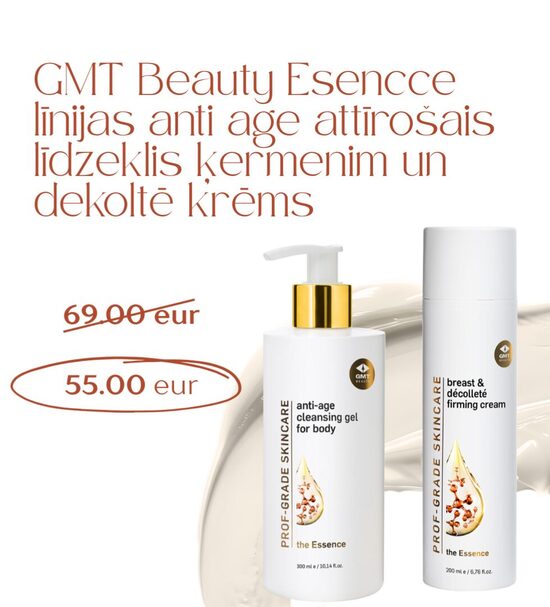 GMT BEAUTY Anti-age dekoltē krēms un attīrošais gēls ķermenim no Essence līnijas, komplektā