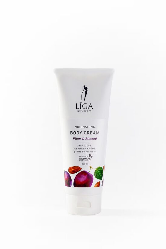 LĪGA NATURE SPA Barojošs ķermeņa krēms PLŪME UN MANDELE, 200 mL